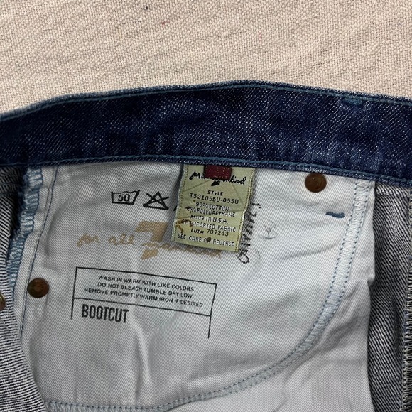 7 For All Mankind Bootcut Jeans Mens 34 Blue Excellent Button Fly Made in USA - Picture 5 of 10